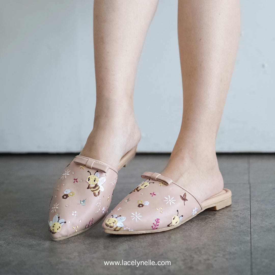 LACE LYNELLE MULES MIELLE LEATHER PINK