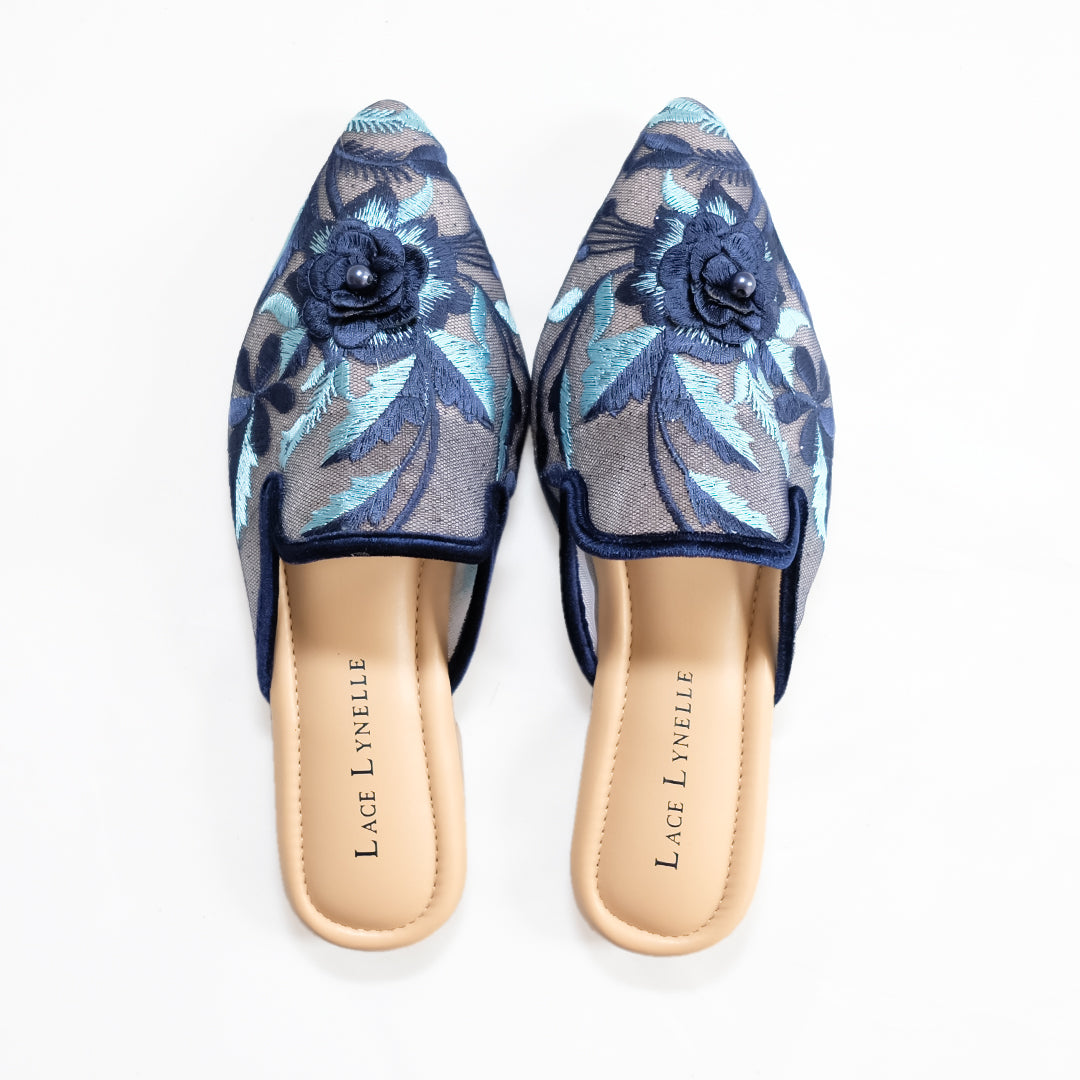 LACE LYNELLE MULES ORIANA NAVY